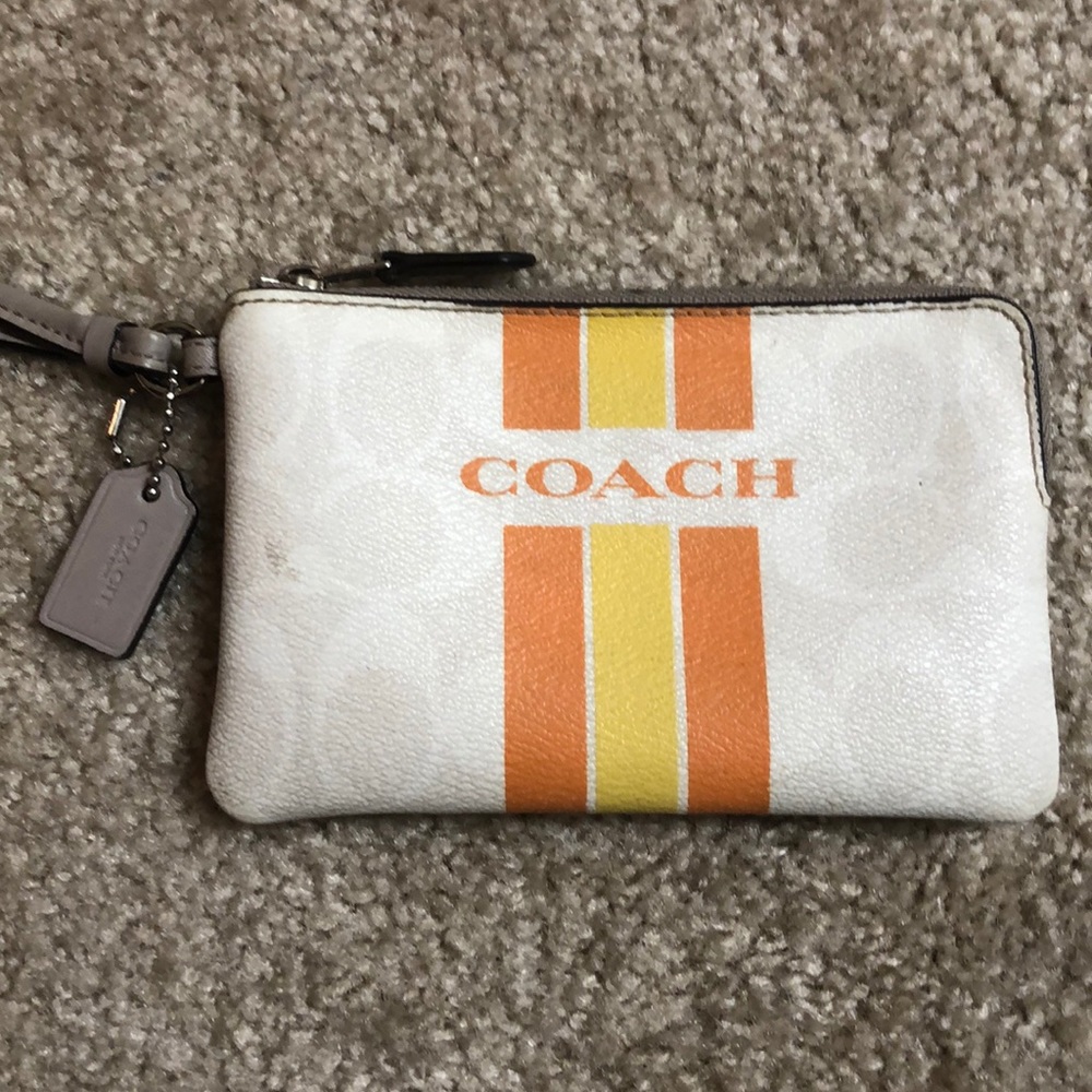 Small White And Orange Coach Wallet